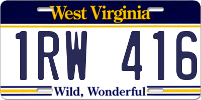 WV license plate 1RW416