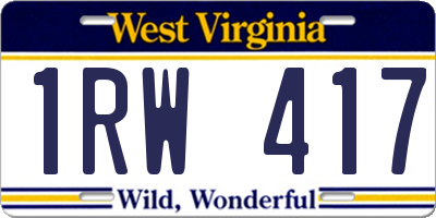 WV license plate 1RW417
