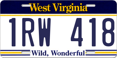 WV license plate 1RW418