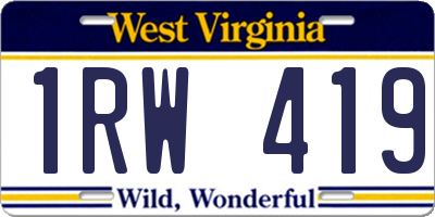 WV license plate 1RW419