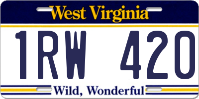 WV license plate 1RW420