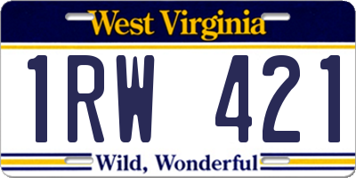 WV license plate 1RW421