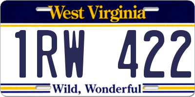 WV license plate 1RW422
