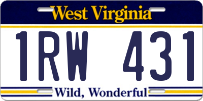 WV license plate 1RW431