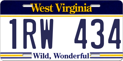 WV license plate 1RW434