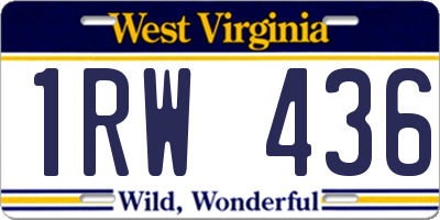 WV license plate 1RW436