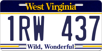 WV license plate 1RW437