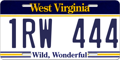 WV license plate 1RW444
