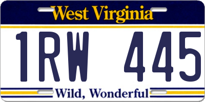WV license plate 1RW445