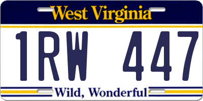 WV license plate 1RW447