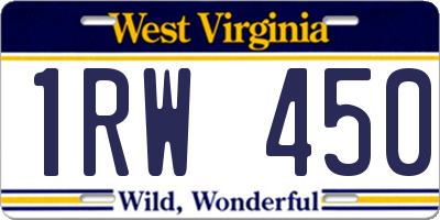 WV license plate 1RW450