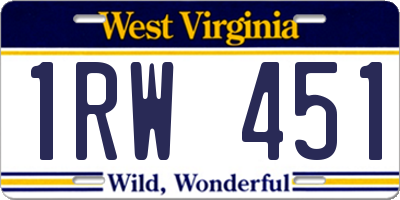 WV license plate 1RW451