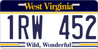 WV license plate 1RW452