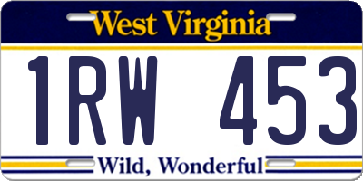 WV license plate 1RW453