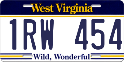 WV license plate 1RW454