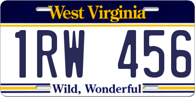 WV license plate 1RW456