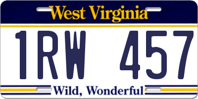 WV license plate 1RW457