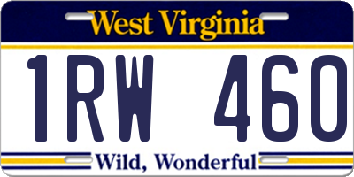 WV license plate 1RW460