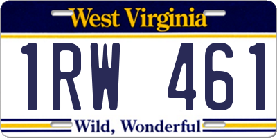 WV license plate 1RW461