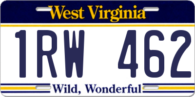 WV license plate 1RW462