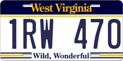 WV license plate 1RW470
