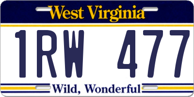 WV license plate 1RW477