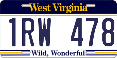 WV license plate 1RW478