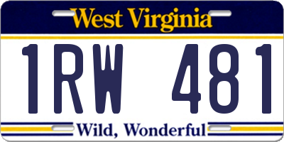 WV license plate 1RW481