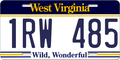 WV license plate 1RW485