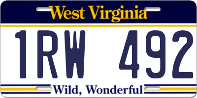 WV license plate 1RW492