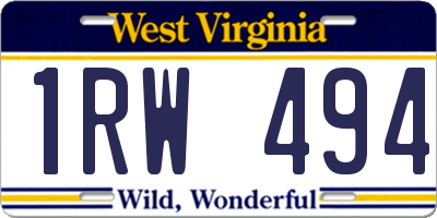 WV license plate 1RW494