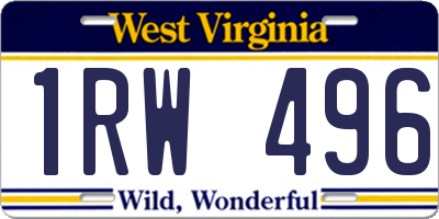 WV license plate 1RW496