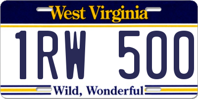 WV license plate 1RW500