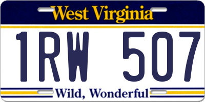 WV license plate 1RW507