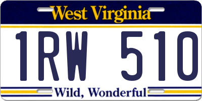 WV license plate 1RW510
