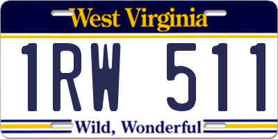 WV license plate 1RW511