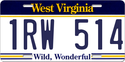 WV license plate 1RW514
