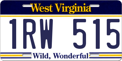 WV license plate 1RW515