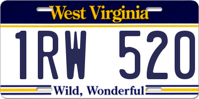 WV license plate 1RW520