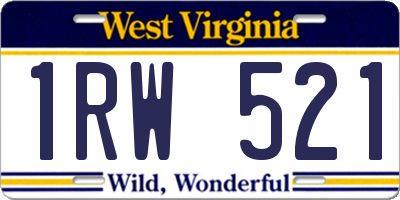 WV license plate 1RW521
