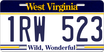WV license plate 1RW523