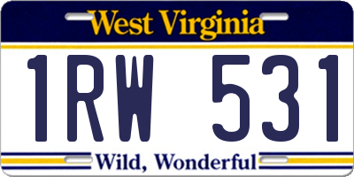 WV license plate 1RW531