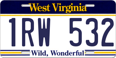 WV license plate 1RW532