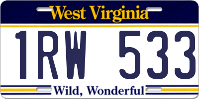 WV license plate 1RW533