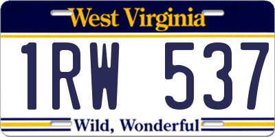 WV license plate 1RW537