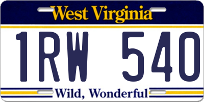 WV license plate 1RW540