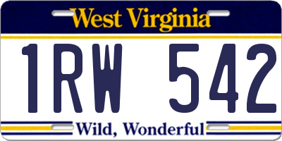 WV license plate 1RW542