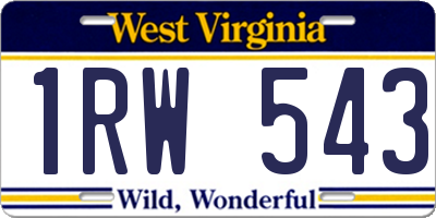 WV license plate 1RW543
