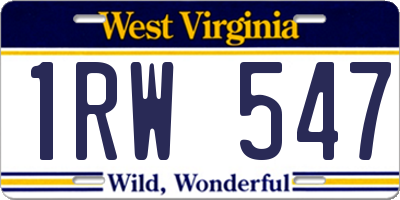 WV license plate 1RW547
