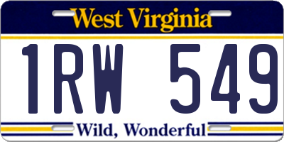WV license plate 1RW549